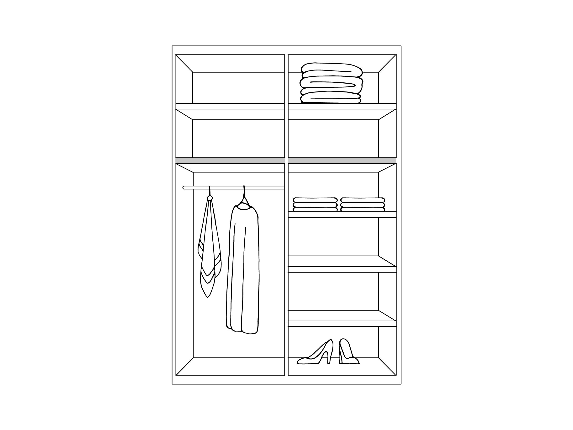 ארון הזזה גל 2 דלתות מראה 160 ס"מ